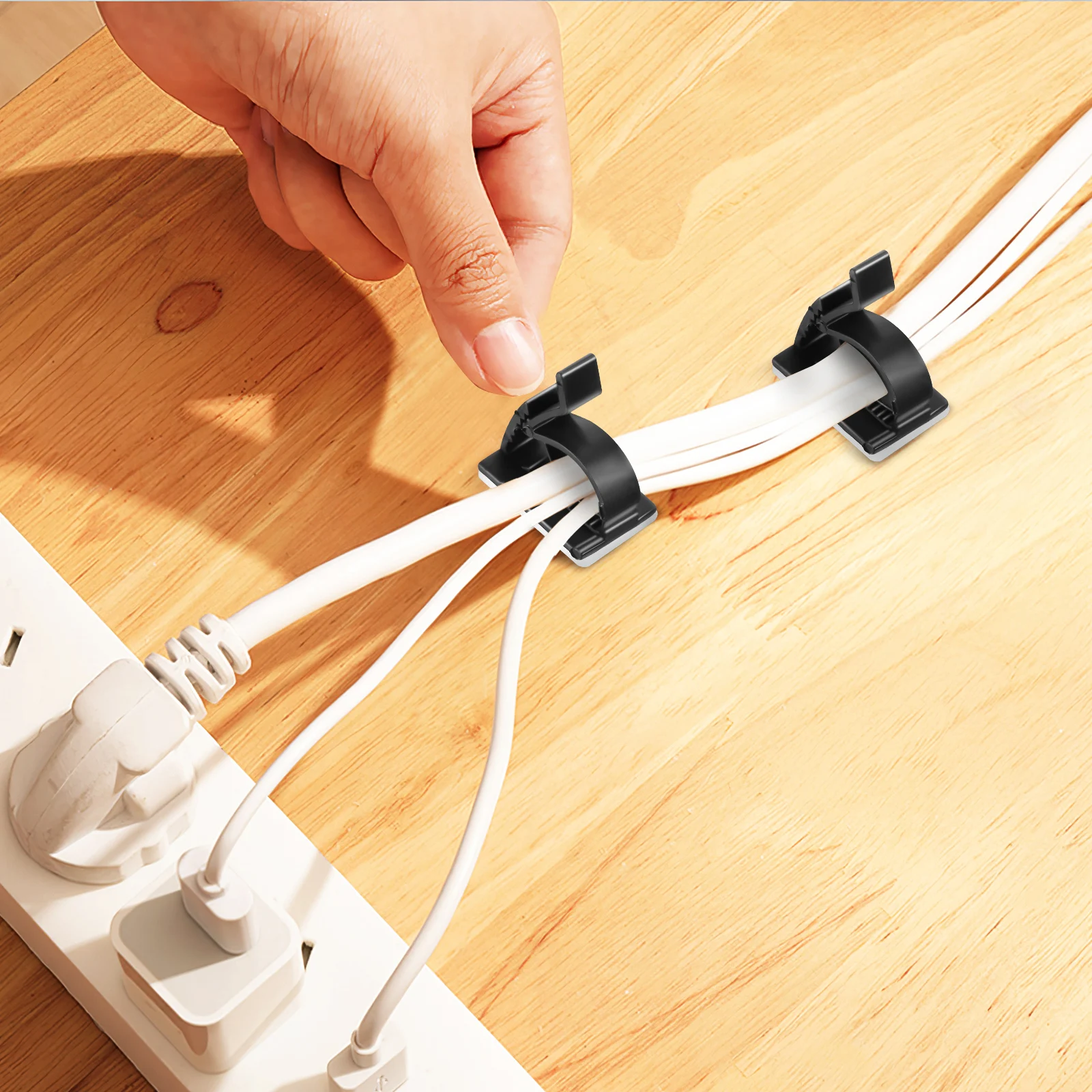 

10 Pcs Wire Fixer Cable Organizer Cord Holder Clips Storage and Data Line Adhesive Organiser Kitchen Plastic