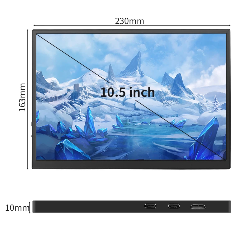 420Cd/m ² 10.5 inch Portable Monitor IPS FHD 1280P 100%SRGB Game Screen Laptop Mac Xbox PS4/5 Switch Display