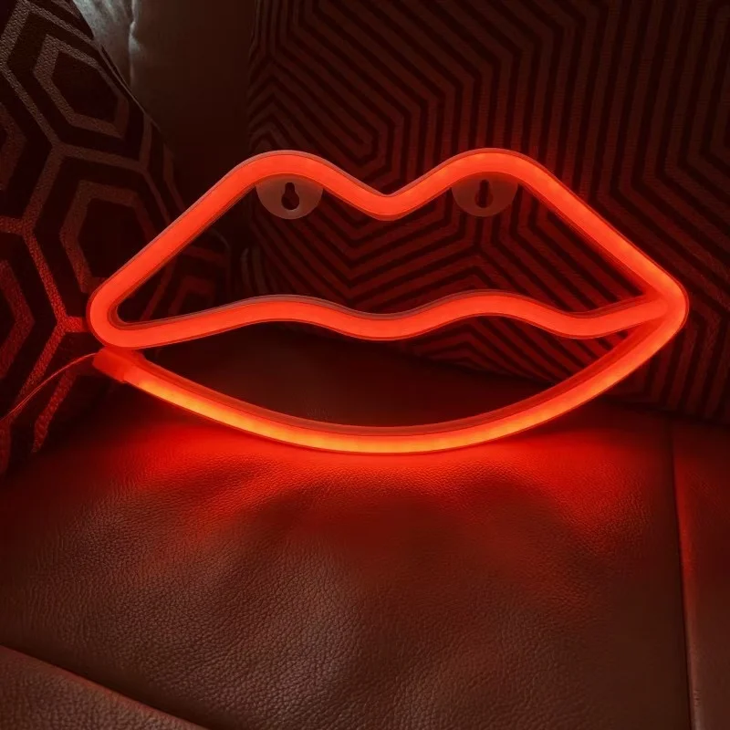 LED Mouth Lip Neon Sign Light Decoration Luminous Neon Lamp For Bedroom Living Room Party Valentine\'s Day Decor Adult Kid Gift