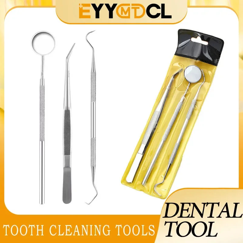 

Stainless Steel Dental Teeth Cleaning Tools Mirror Double Probe Sickle /Hoe Tooth Cleaner Scraper Plaque Tartar Oral Care Kit