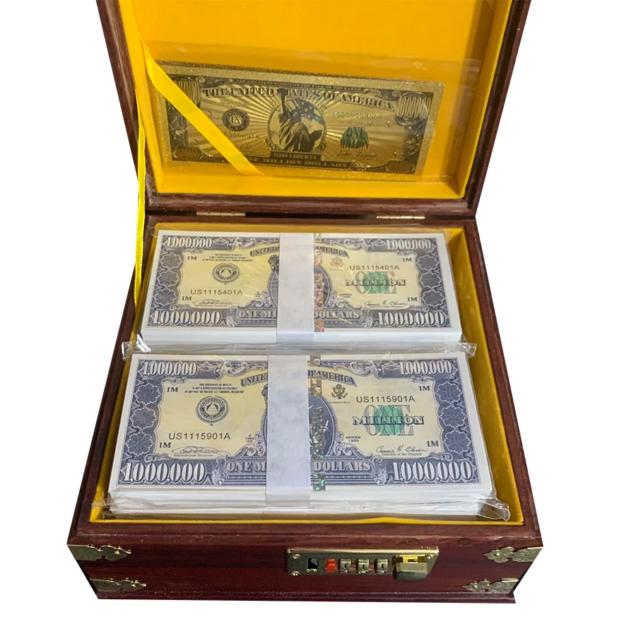 1000 pc US One Million Dollars Fake Money Paper Bills Banknotes Statue of Liberty With Gold Banknote Movie Money