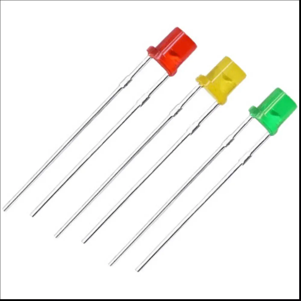 100pcs 3mm 2pins Flat Top LED Diffused White Red Yellow Blue Green Wide Angle light emitting diode lamp