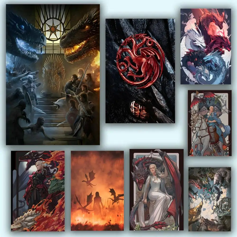 G-Game Of Thrones Dragon Mother Painting Calligraphy Fade-Resistant Wall Art Print, Vibrant Non-Sticky Decor Poster For Home Bar