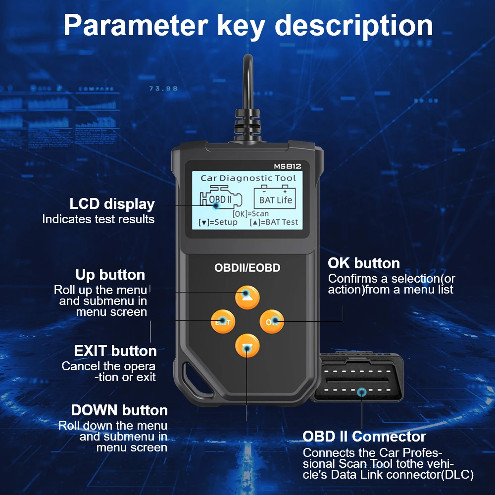 Picture 6: Fault Code Clear MS812 Clear/Erase Codes Car OBD2 Code Reader Car Diagnostic Tools Battery Tester Check Engine System