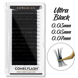 Comelylash 16rows Cashmere Matte Ultra Black individual Eyelash Extension 1-Trays 8-16MIX Volume Lash Extension
