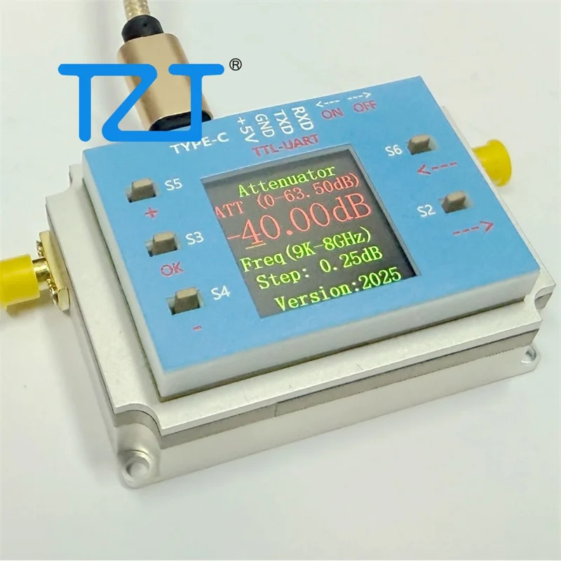 Módulo atenuador controlado programable Digital TZT 9K-8GHz/9K-12GHz pantalla TFT de 60dB con conector hembra SMA