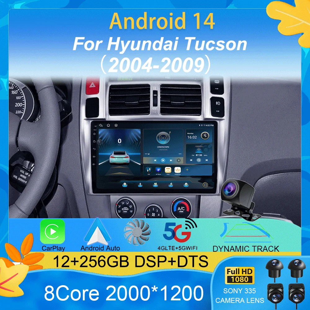

Car Radio Android 14 For Hyundai Tucson 2004 2005 2006 2007 2008 2009 Multimedia Video Player Stereo GPS Navigation Carplay QLED