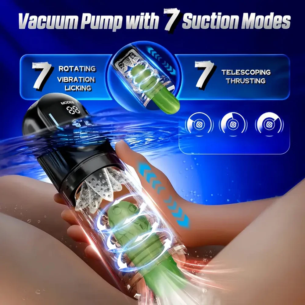 2025 Automatic Male Masturbator 7 Thrusting Rotating Vibrating Sucking Sex Machines with Penis Pump Masturbation Cup Adult Goods