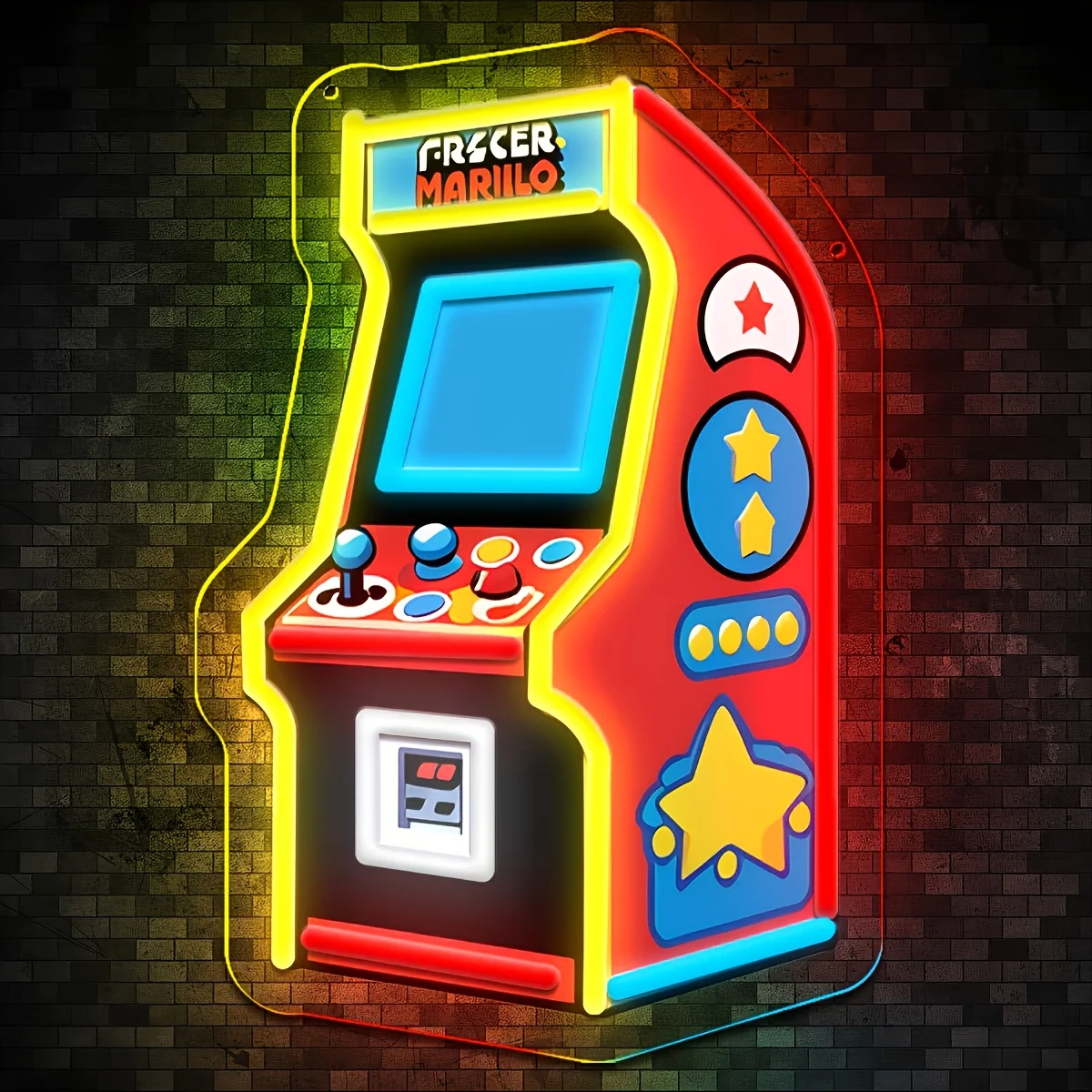 Retro Arcade Neon Sign LED Light for Gaming Room Decor Vintage Video Game Machine Style Multicolor Wall Art for Home Bar Party