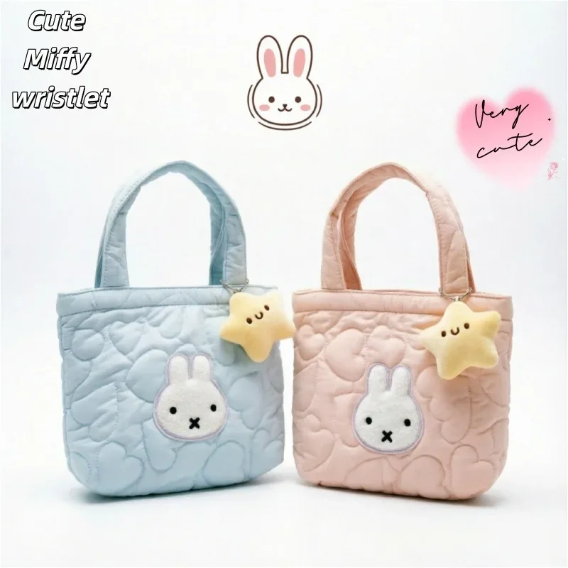 Adorable Rabbit Zipper Wristlet Purse, Soft Fleece-Lined Handbag for Autumn/Winter, Portable Commuter Bag