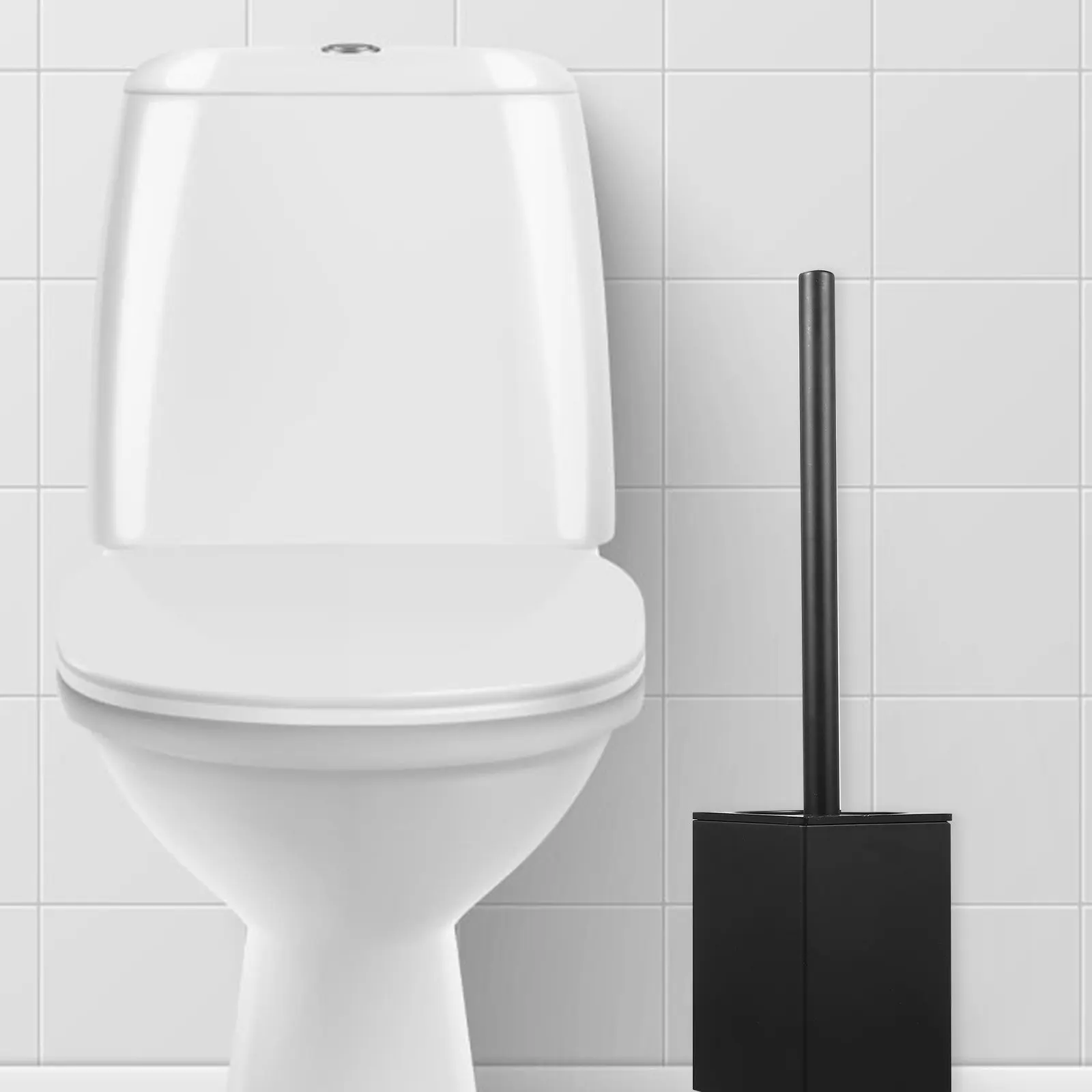 1Set Toilet Brush and Holder Set Black Scrub Brush for Bowl Cleaning Wall Mounted Storage Bathroom Accessories Household Use view 5