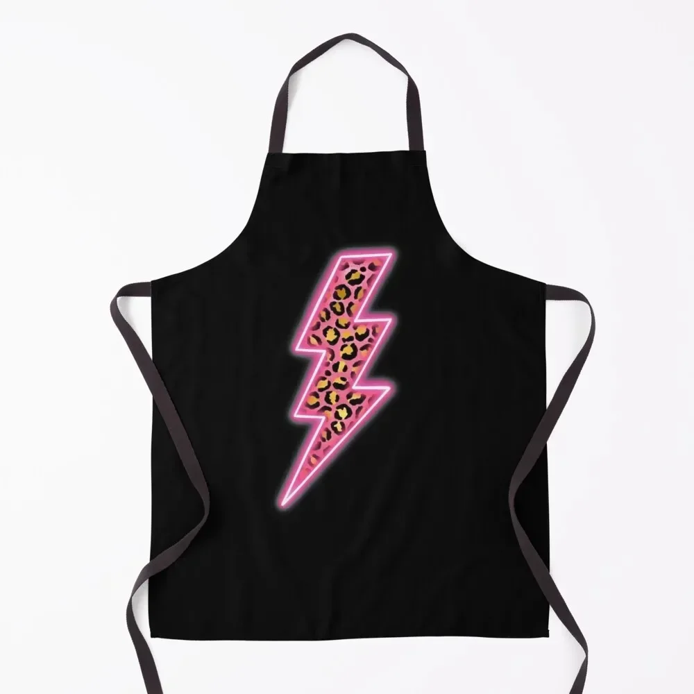 

Pink Cheetah & Neon Lightning Bolts Leopard Print Lighting Bolt Apron kitchen utensil painters Kitchen Apron