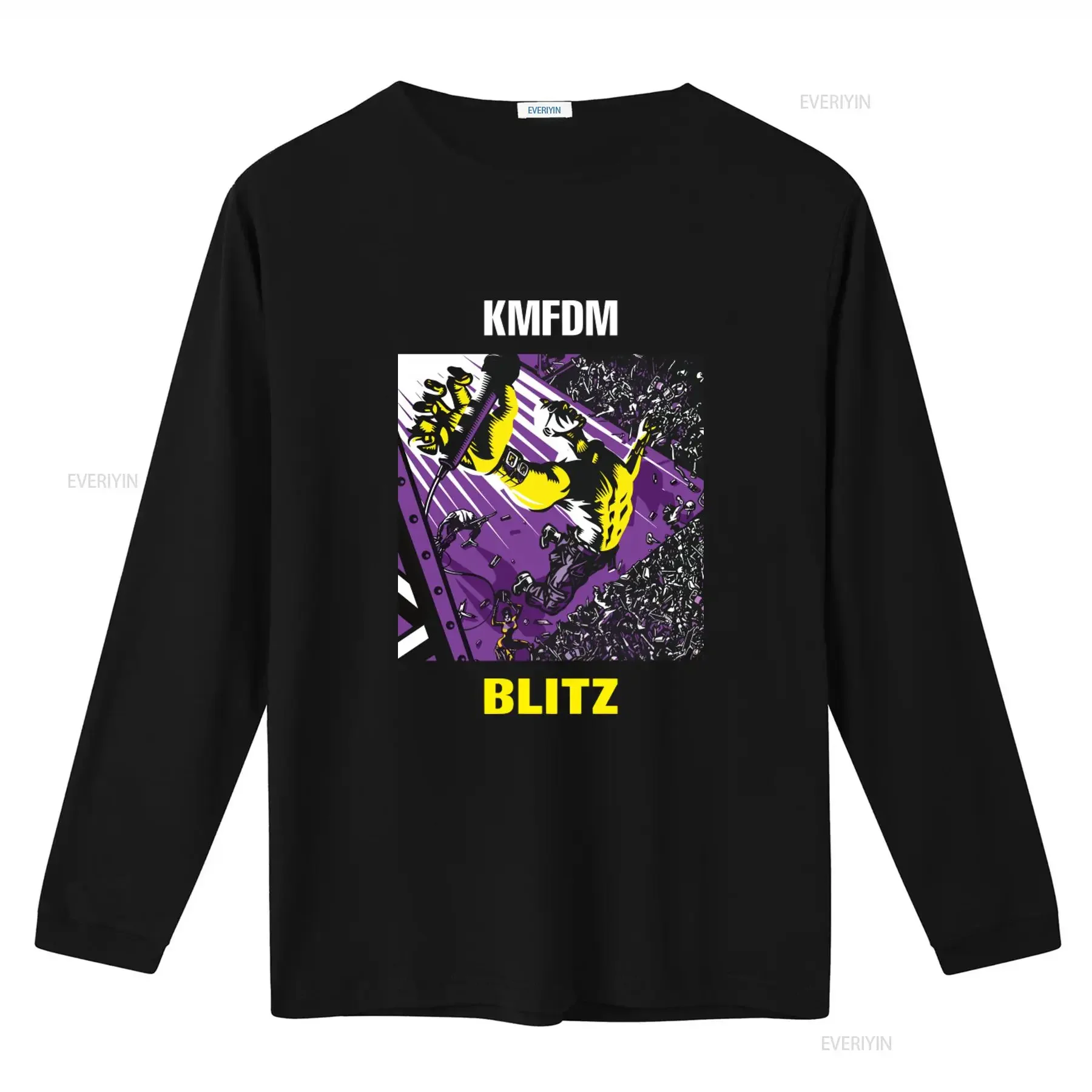 KMFDM Band Blitz Print Cotton T Shirt for Fans S 5XL vintage Washed Soft Top For Everyday Wear Breathable Versatile Casual