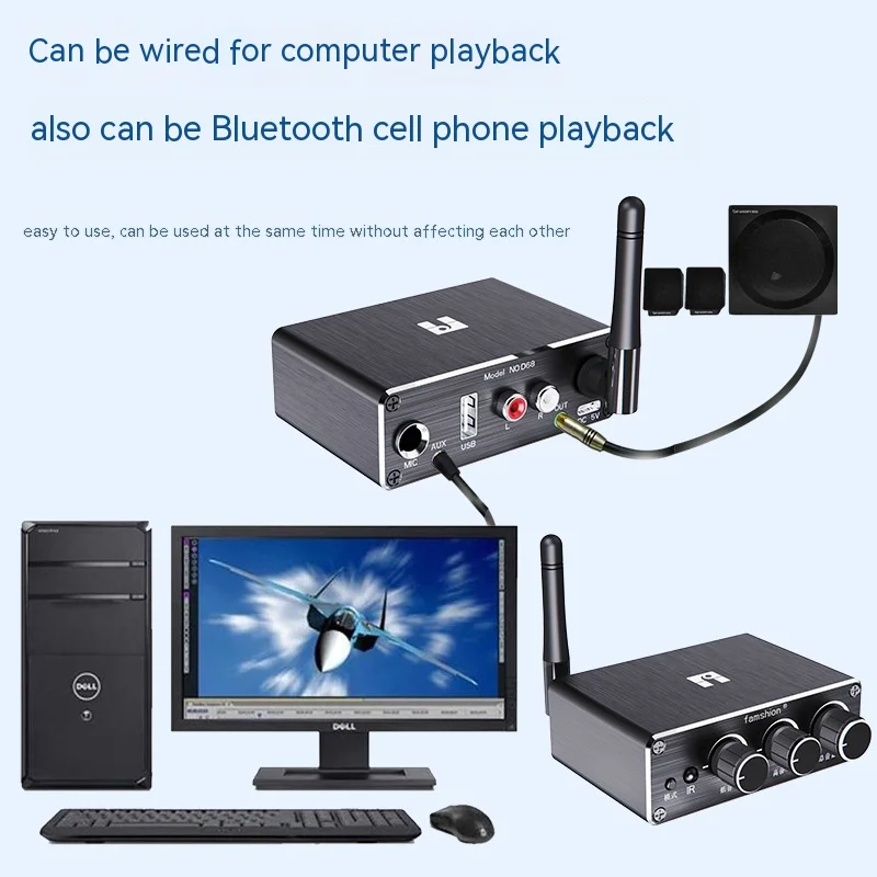 D68 Lossless Bluetooth Receiver Player Adapter 5.2 Player U disk Microphone Amplifier Sound Speaker Converter