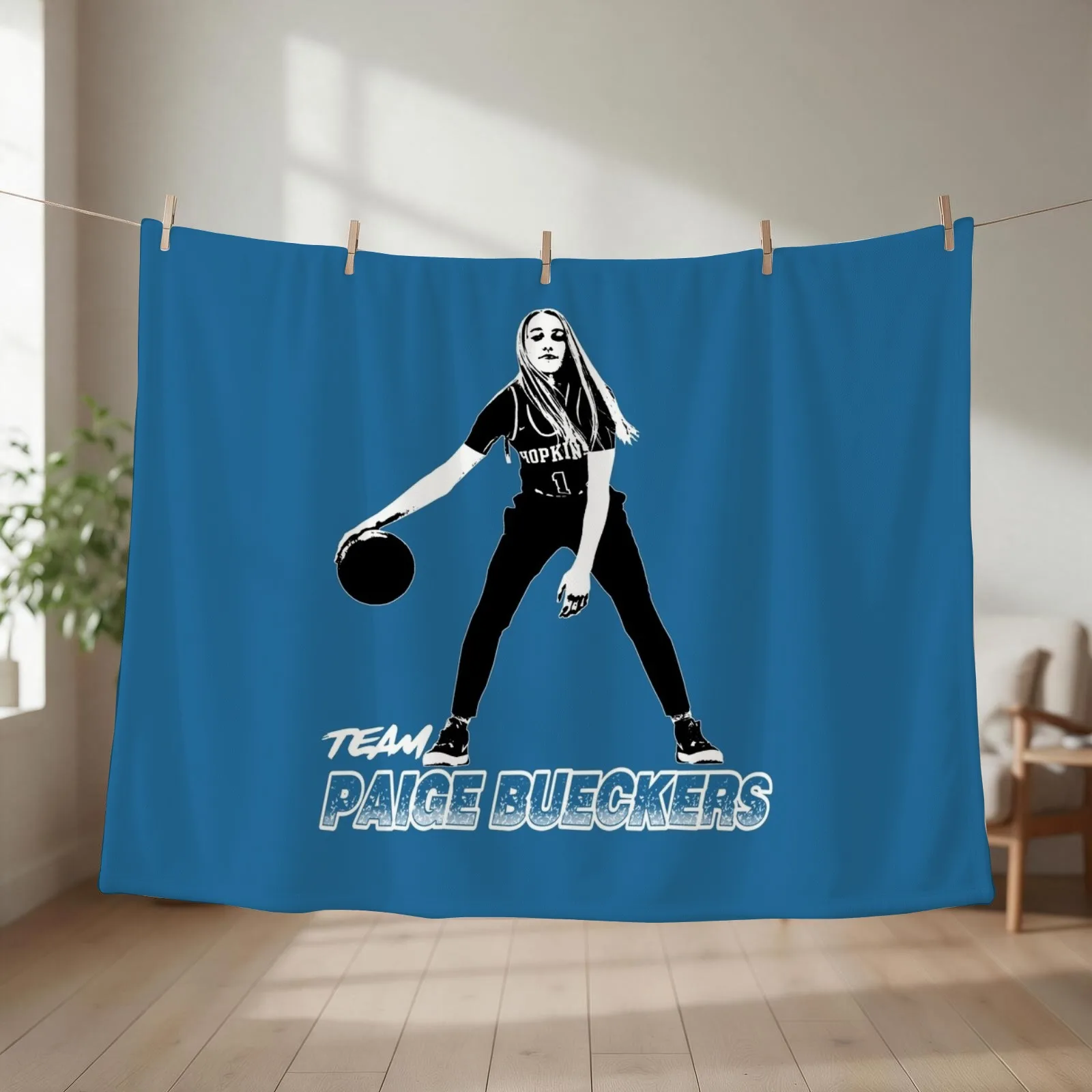 paige bueckers black and white basic design Throw Blanket couch cozy soft plush fuzzy picnic outdoor blanket