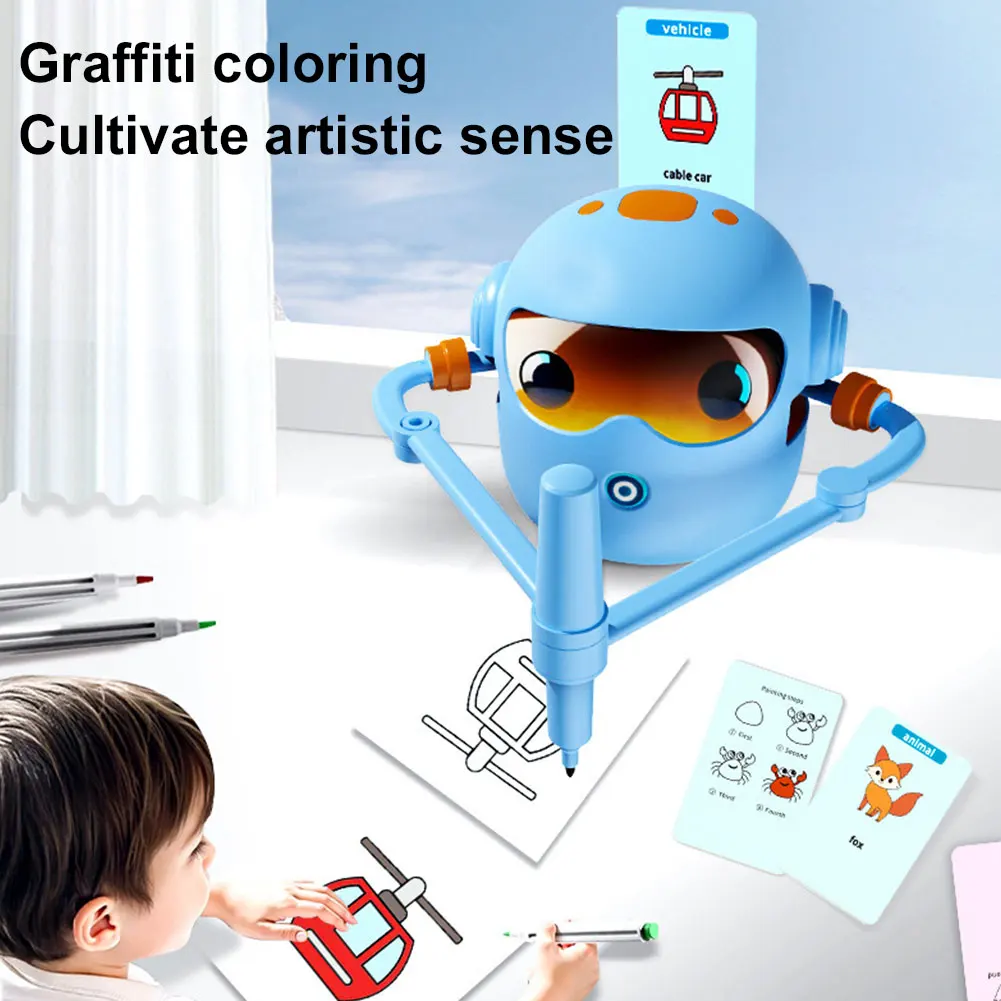 100-kaarten interactieve tekenrobot voor kinderen Vroege educatieve automatische schilderij AI-robots Leren tekenen Art Training Machine Toys