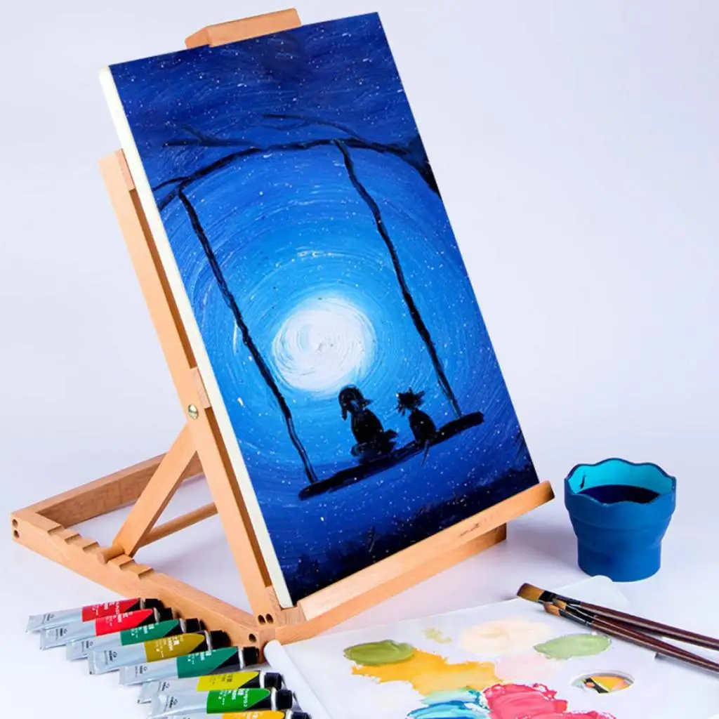 Wood Table Top Easel Adjustable Portable Art Easel for Painting Drawing Display