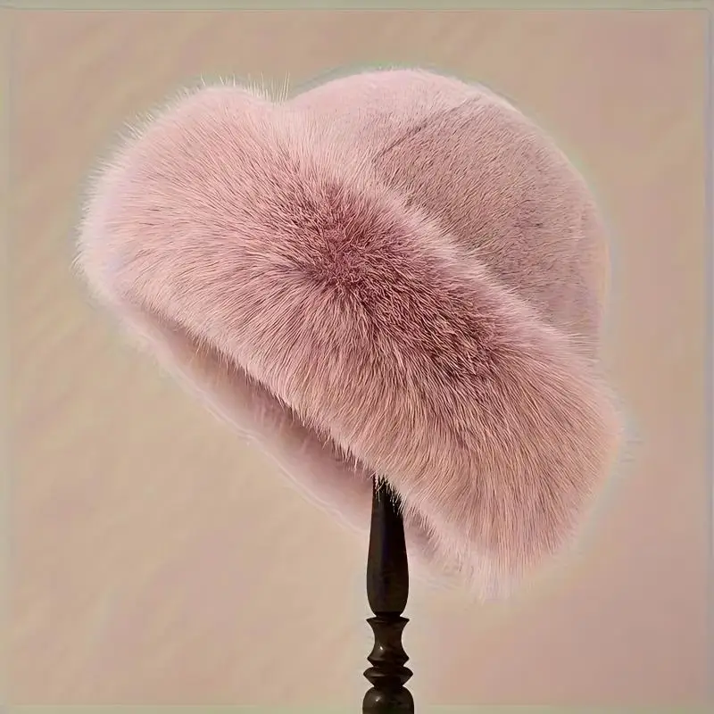 

Women's Luxurious Warm Hat, Large Size With Thick Rabbit Fur Trim, Versatile Winter Accessory, elegant piece for Festivals