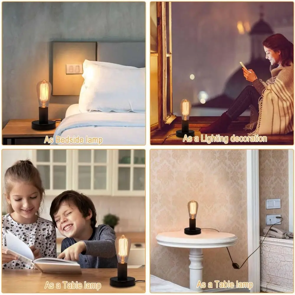 Simple E27/E26 Screw Desktop Lamp Base with Switch US Plug Lamp Universal Hanging Lamp Home Lighting