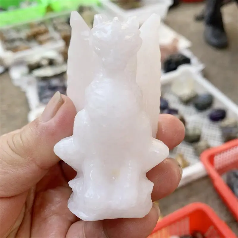 Natural White Marble Jade Griffon Carving Figurine Crafts, Healing Crystals, Christmas Gift, Home Decoration, 1Pc
