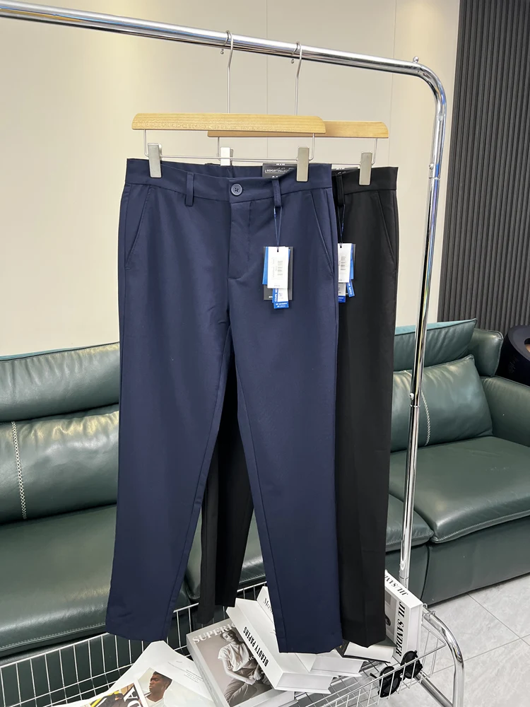 

Мужские летние легкие дышащие брюки прямого кроя с гладкой тканью, универсальные, молодежные, на весну-осень, со средней посадкой на талии