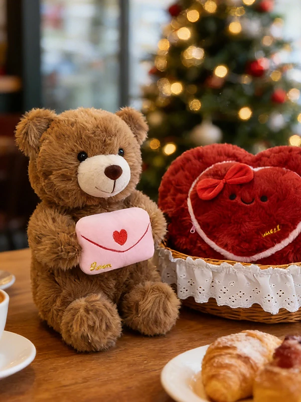 

Hug Bear Plush Toy Cartoon Heart Shaped Romantic Gift for Girlfriend Cute Companion Doll Children's Plaything in Stock