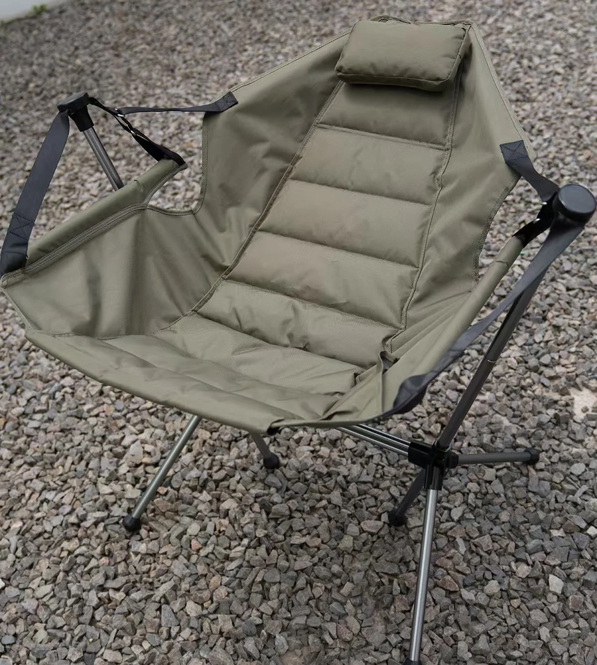 Manufacturer luxury Portable Outdoor Camping Folding Chairs Army Green rocker camping chair For Garden beach