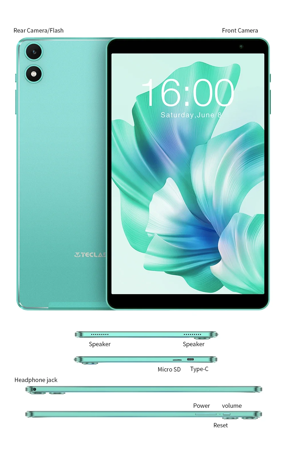 Teclast P85T Tablet Allwinner A523 8-core 1.8GHz/ 4GB RAM/64GB ROM/8 inch 800×1280iPS/WIFI5G/4G/5000mAh/Type-C/0.3MP+2.0MP