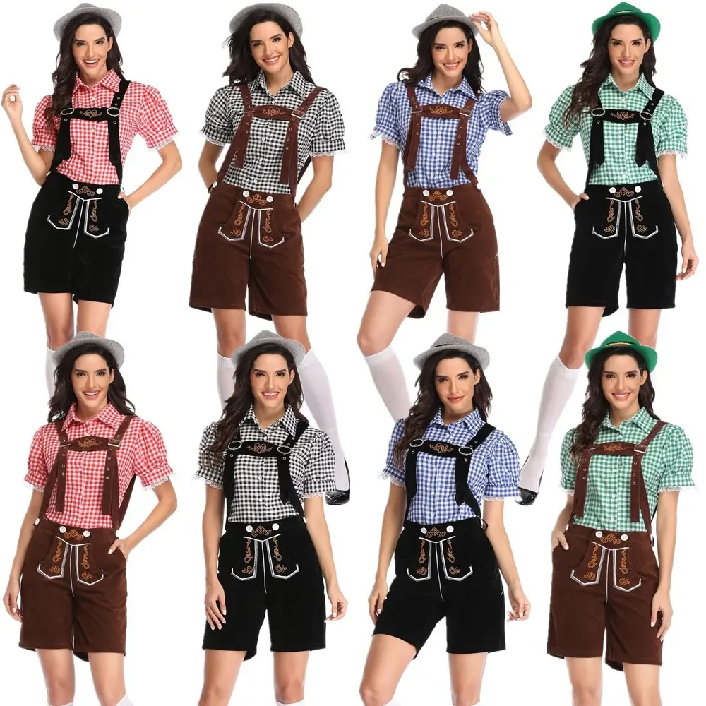 

Deluxe Women's Bavarian Lederhosen Beer Guy Costume Oktoberfest Multi Styles Carnival Party Fancy Dress Suspenders Shorts