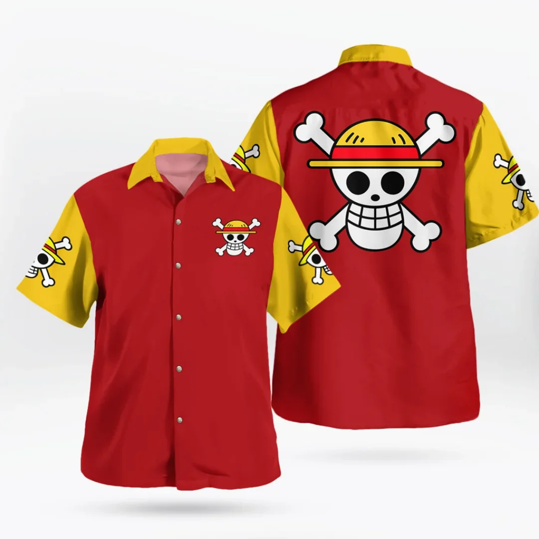 

Summer Men's One Piece Hawaiian Shirt Anime Graphic Print Short Sleeve Tropical Vacation Casual Anime Kids Clothes Tops