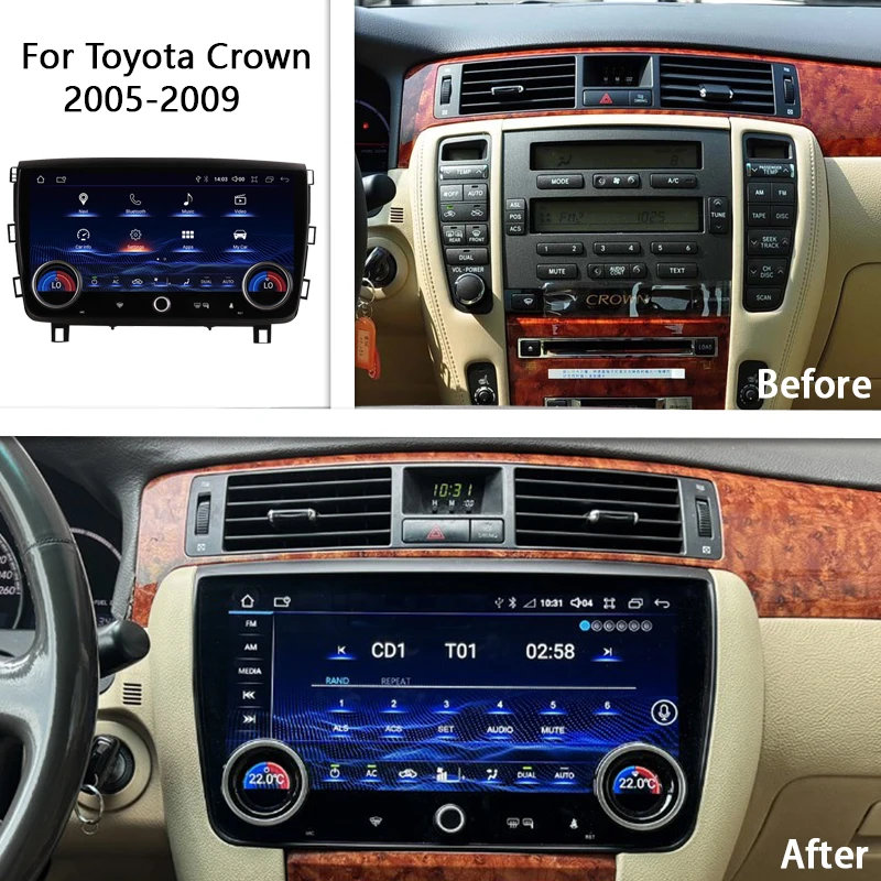 COHO For Toyota Crown 2005-2009 Android 14 4G Car Radio Player Navigation GPS Octa Core RAM 8G ROM 256G Radio Multimedia