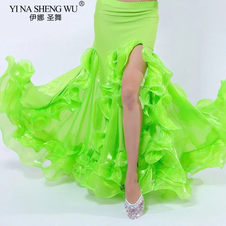 جديد إمرأة تنورة رقص البطن الجانب سبليت كشكش تنورة الرقص الشرقي أداء تنورة طويلة مثير الرقص الشرقي Dancewear للنساء