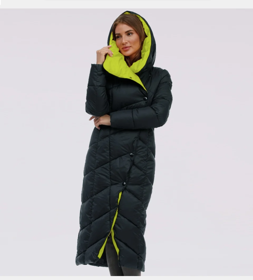 CEPRASK New Women\'s Down Jacket Winter Parkas Hooded Female Quilted Coat Long Large Size Outwear Warm Cotton Classic Clothing