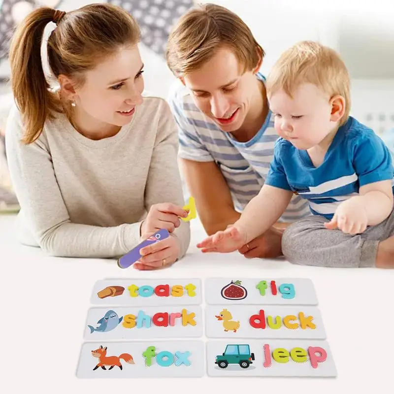 See And Spell Learning Toys For Kids Educational Wooden Words Spelling Puzzle Matching Letter Game Sensory Toys For Children