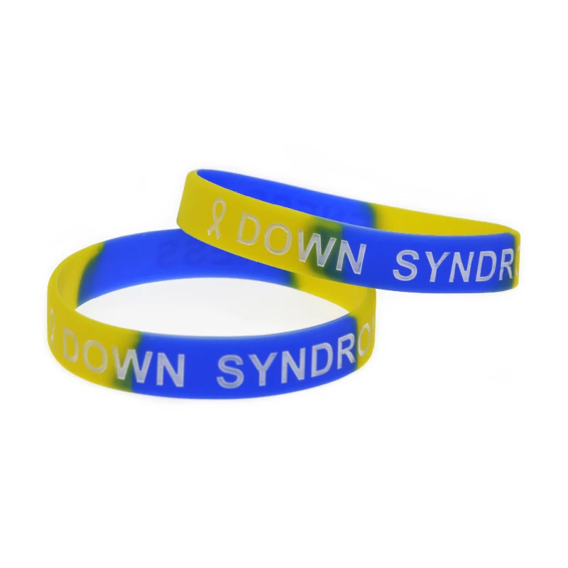 1 PC Down Syndrome Awareness Silicone Wristband Adult Size Subsection Color