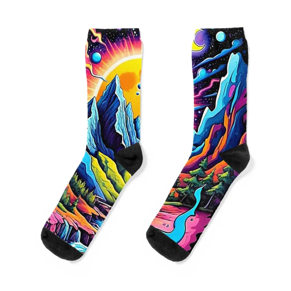 

Lightning over mountains 5 Socks summer football New year's shoes Man Socks Women's