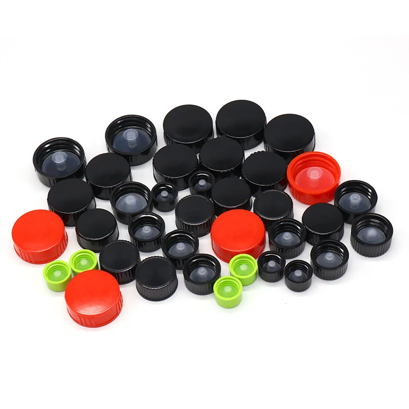 10pcs/lot 18mm 20 22 24 28 400 Black Ribbed Poly seal Cone Liner Plastic Phenolic Caps for Boston Round Glass Bottles