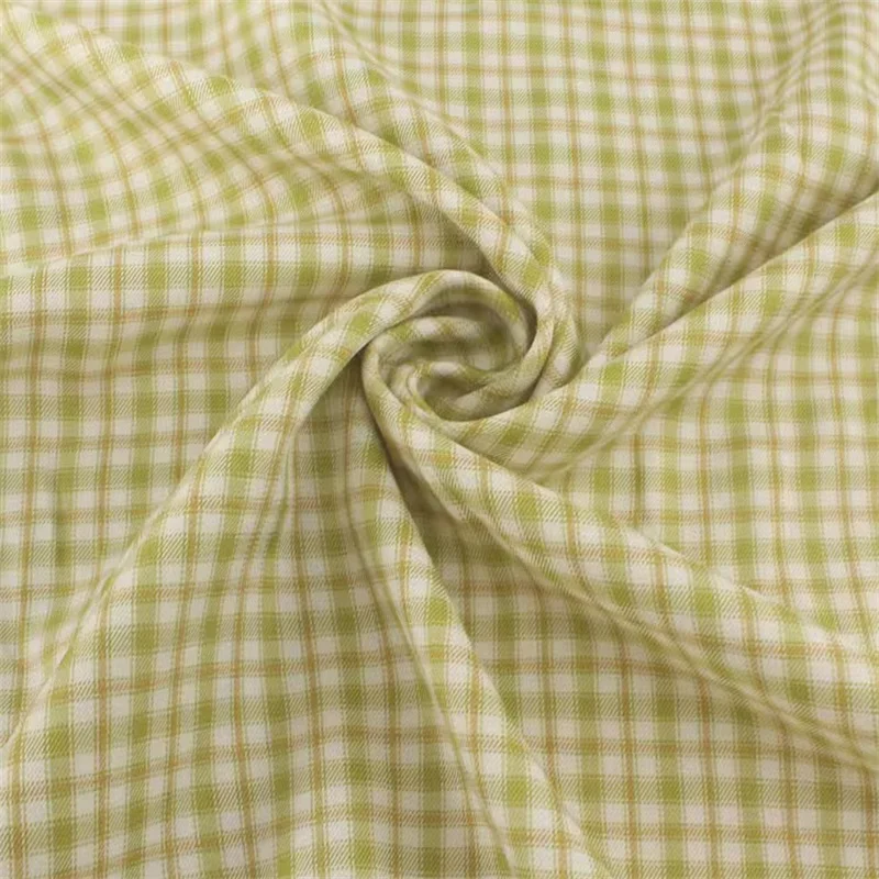 

Light green wrinkle resistant checkered fabric handmade DLY fabric