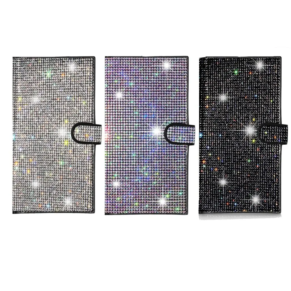 Hasp Rhinestone Checkbook Covers with Pen Insert Bling ID Credit Card Holder Artifitial Diamond Glitter Female Purse For Women