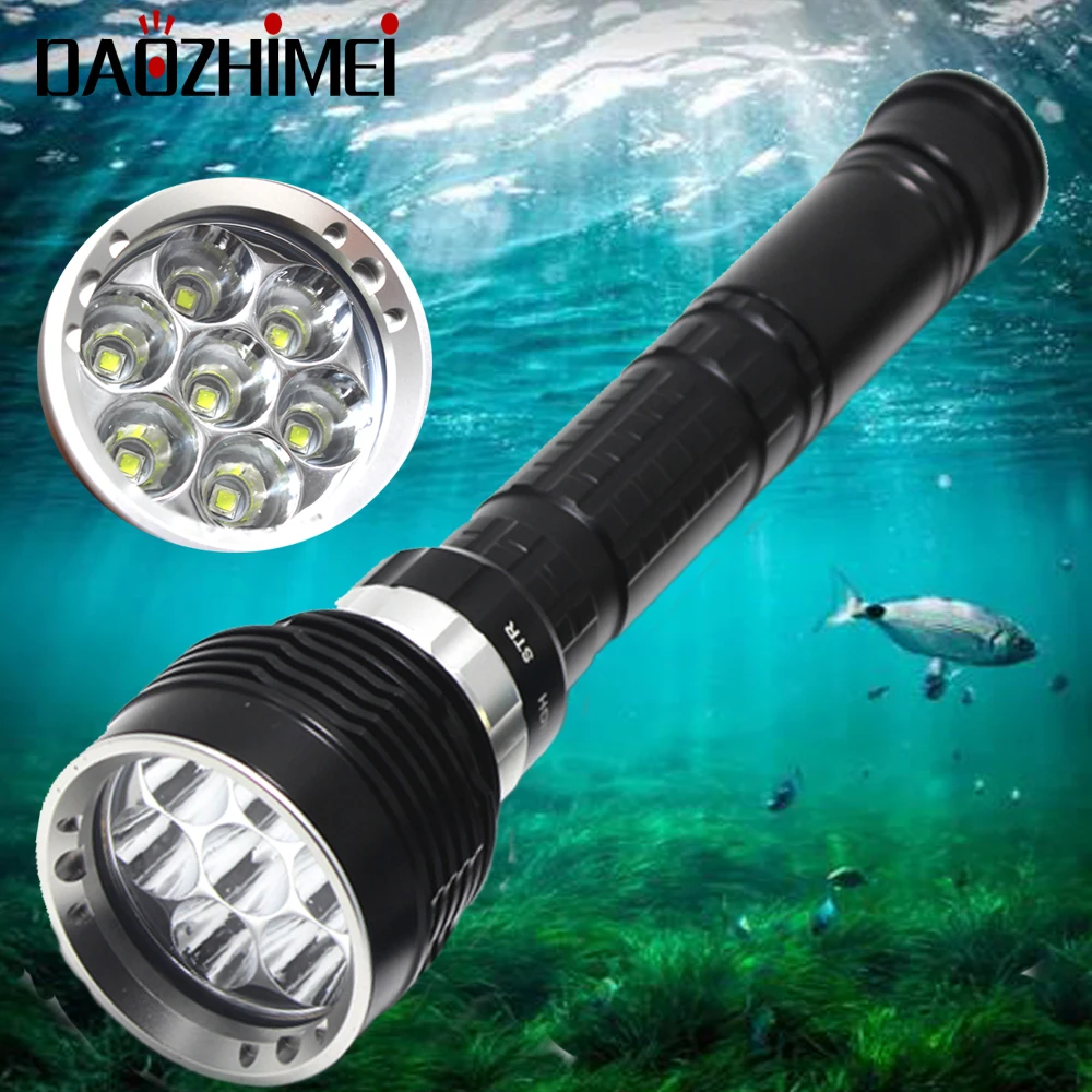 8000 Lumen Strong light Underwater 200M Torch 7*L2 LED Scuba Diving Flashlight Diver Torch Light for 3x18650 or 26650 battery