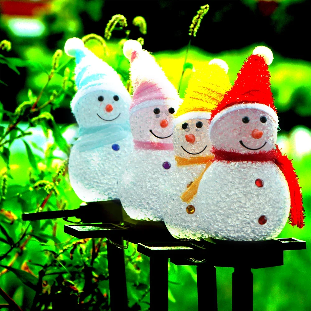 

Уличные колья на солнечной энергии, пейзажная лампа для сада, коридора, патио, украшения для газона, рождественские украшения, солнечный свет, снеговик