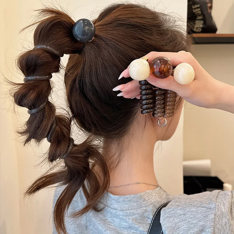 Cute Braid Rubber Bands for Women Girls Telephone Wire Hair Ties Spiral Spool Headbands Ponytail Girls Hair Accessories