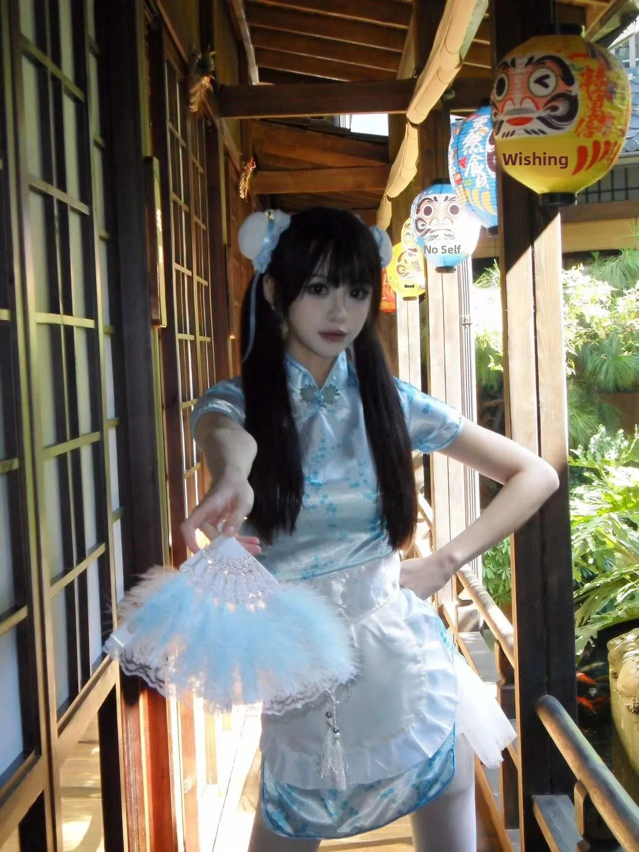 فستان تشيونغسام صيني، زي تنكري للهالوين وعيد الميلاد، زي خادمة ناعم للفتيات، زي يومي بأكمام قصيرة من مواد أخرى