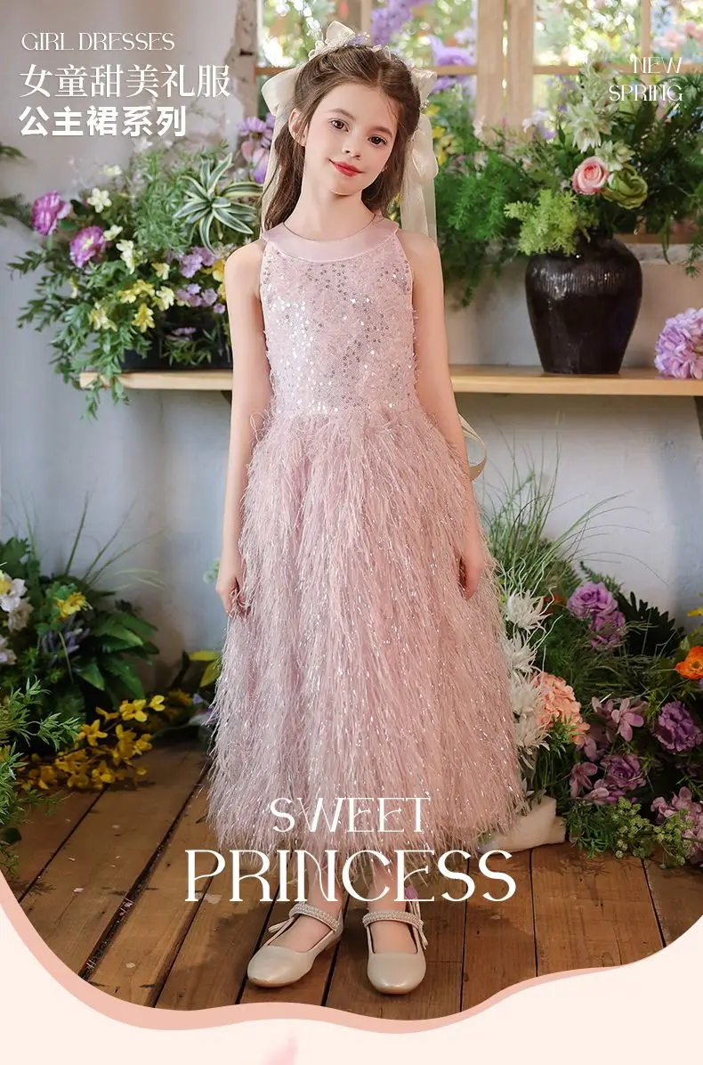 Baby Girls Summer Sweet Lolita Shiny Princess Ball Gown Shiny Cake Layed Backless Birthday Party Clothes Mesh Long Dress Sundres