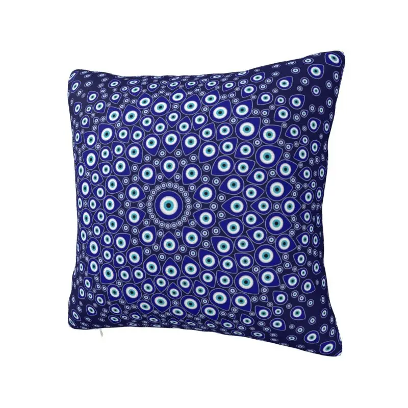 Custom Nordic Turkish Evil Eye Circular Cushion Cover Polyester Nazar Tribes Amulet Pillow Case Living Room Decoration