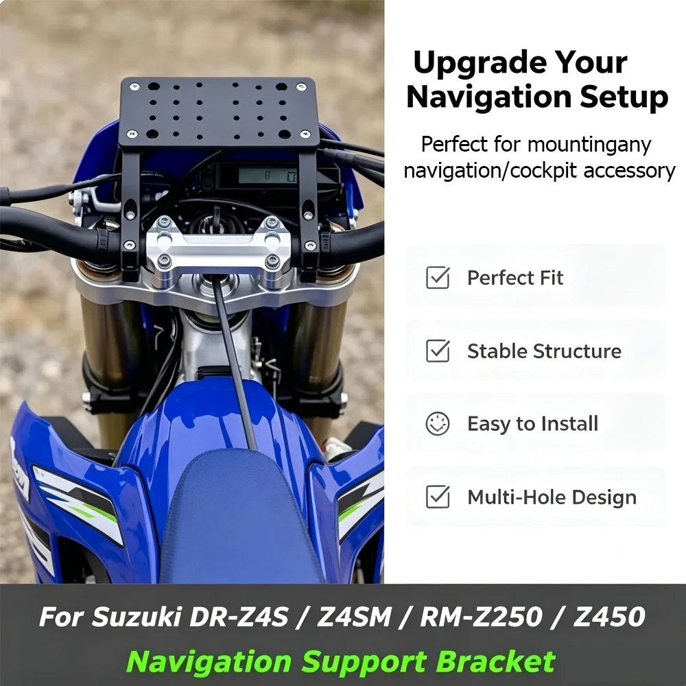 スズキ-dr-z4s-dr-z4sm-rm-z250-z450-オートバイ携帯電話ホルダースタンド-gps-ナビゲーションプレート耐衝撃安定ブラケット