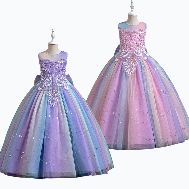 

Children Evening Gala Elegant Party Performance Clothing Girl Sequin Princess Dress Sweet Beautiful Party Princess Evening Dress