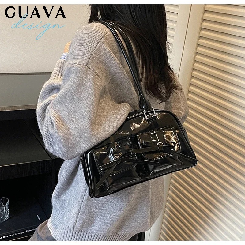 

Cute Bow Tie Design Underarm Bags For Women Y2k Korean Fashion Handbags And Purses Pu Leather Shoulder Bag Designer Bag