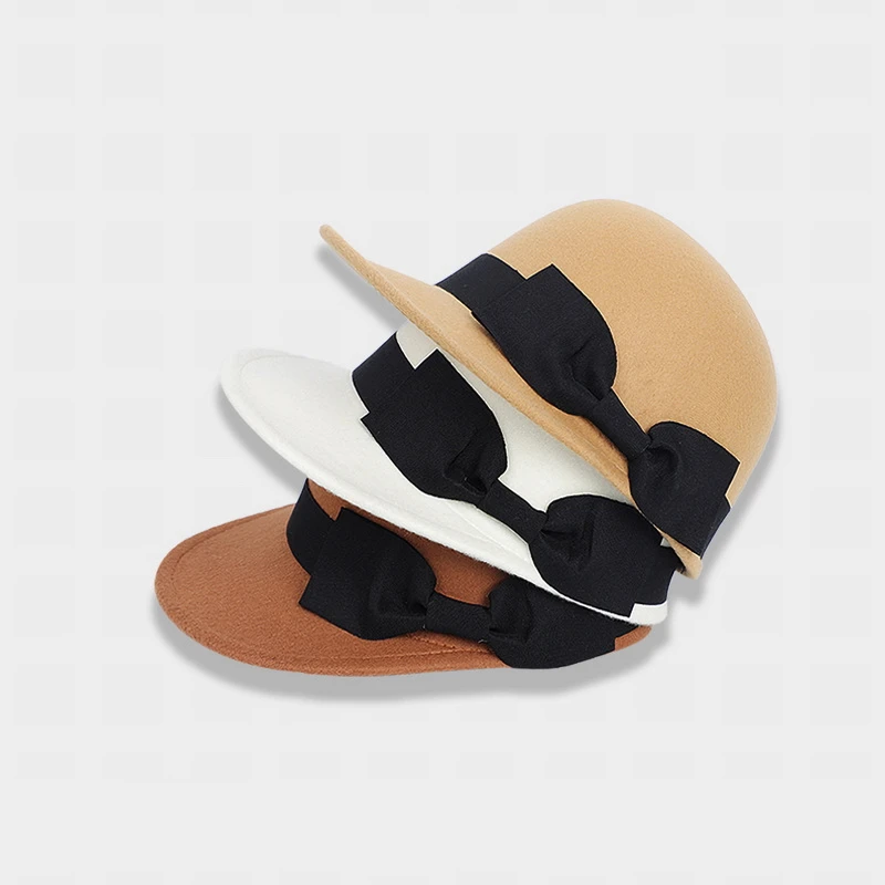 

GEMVIE унисекс осенне-зимняя панама с бантом женская теплая фетровая свадебная кепка берет шляпа газетчика