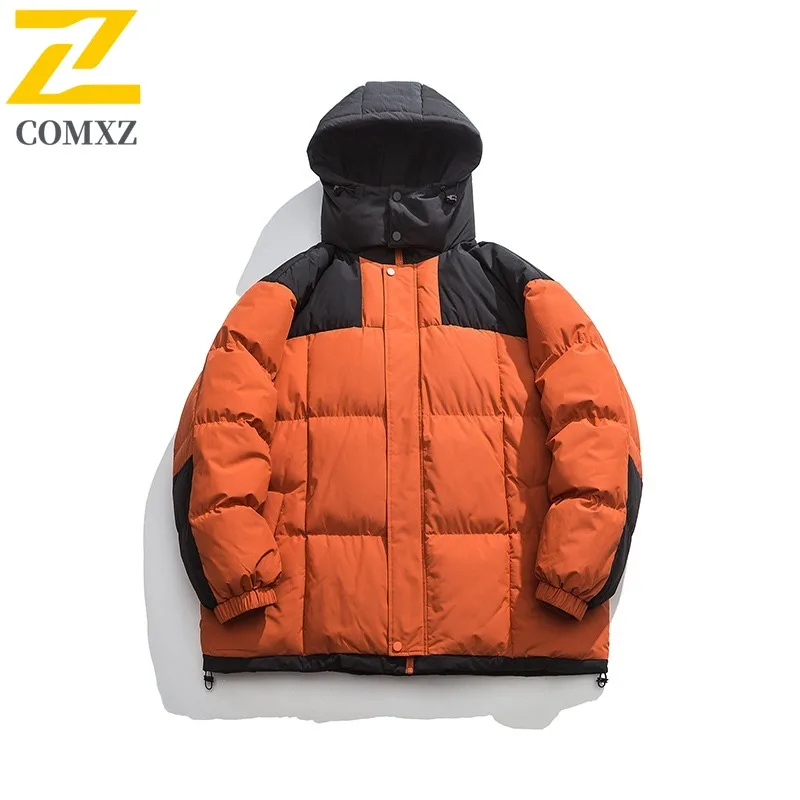 Men Korean Style Winter Coat Hooded Windproof Thermal Jacket Outdoor Fleece-lined Parka Fashion Casual Thickened Padded Overcoat